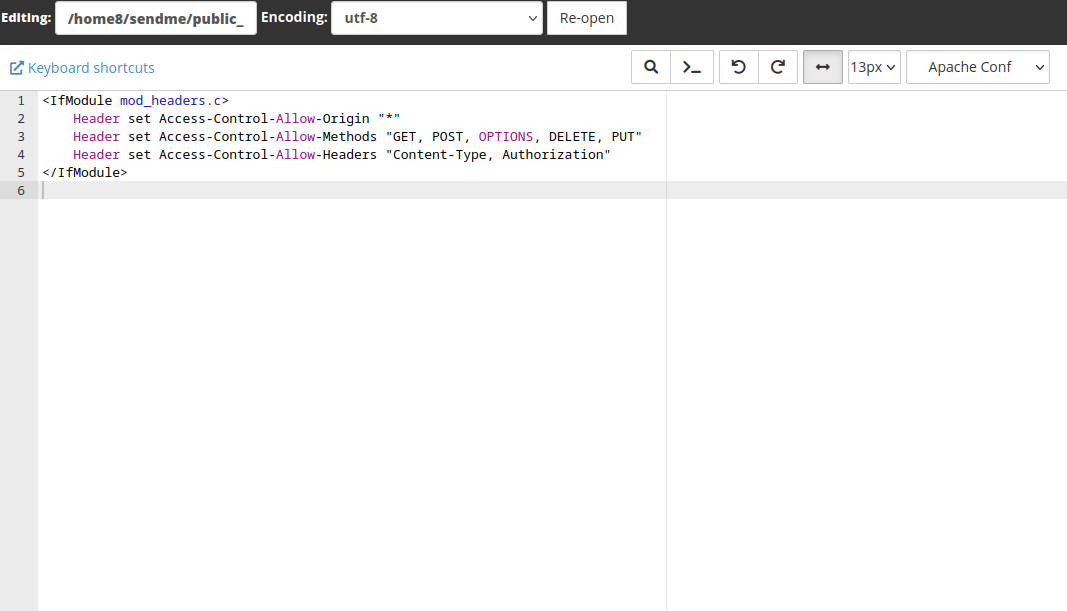 Edit .htaccess